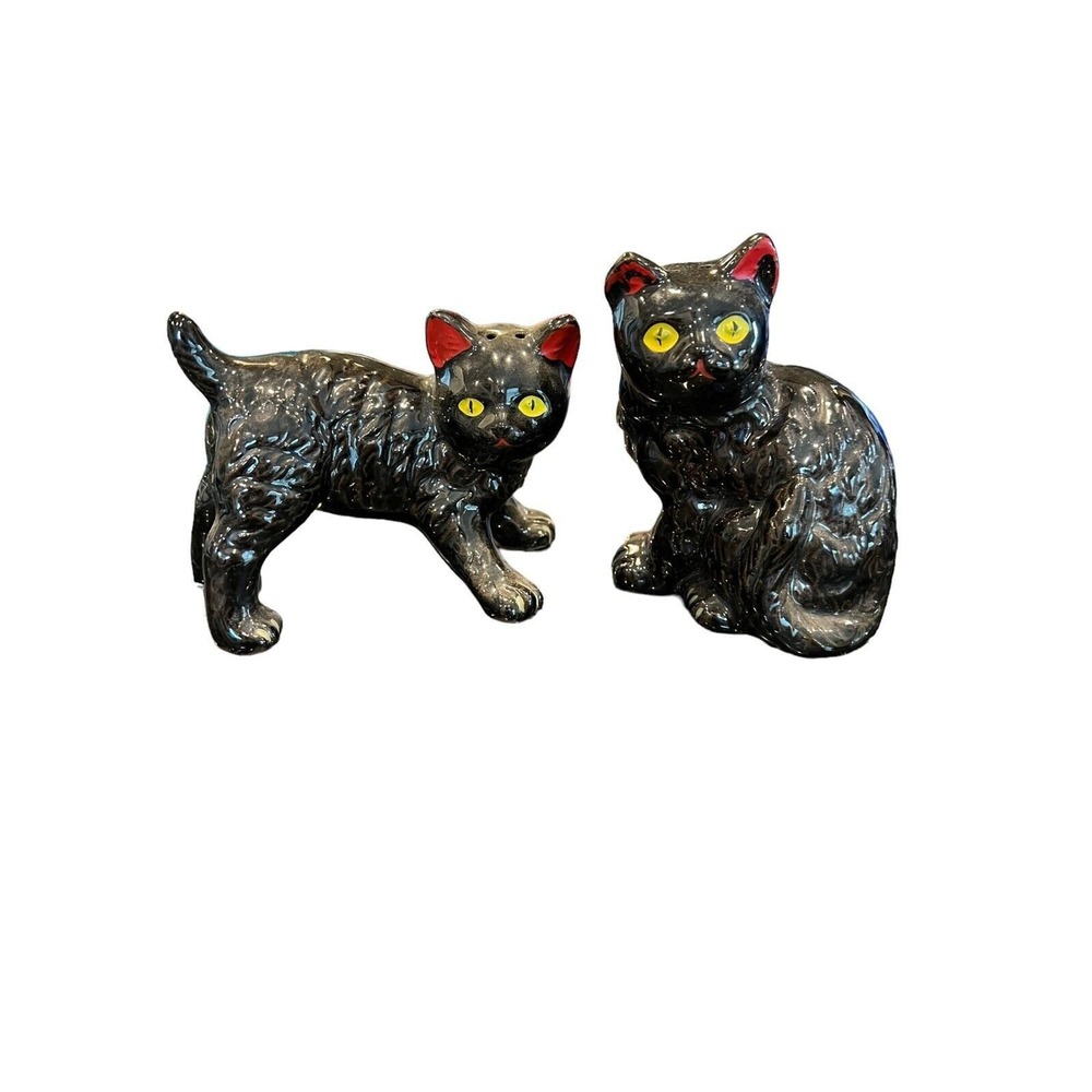 ENESCO IMPORTS JAPAN Black Cats Salt and Pepper Shakers Large‎